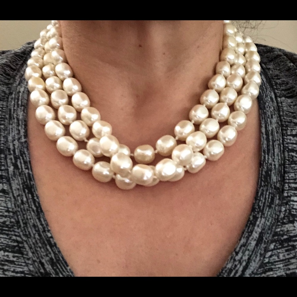 Vintage large beads pearl necklace!!